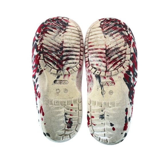 Mens Size 12 Red & Black Marbled Foam Slip-On Sandals - Picture 6 of 8